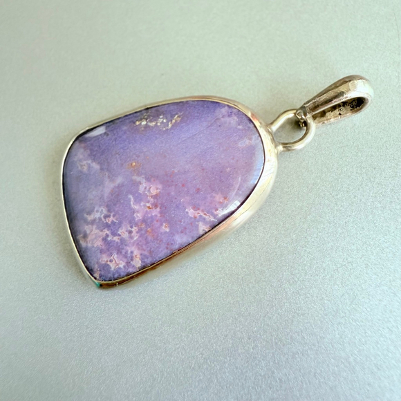 Natural 12.6 CT Purple Agate Burro Creek Arizona Sterling Silver 925 Pendant - Picture 3 of 7